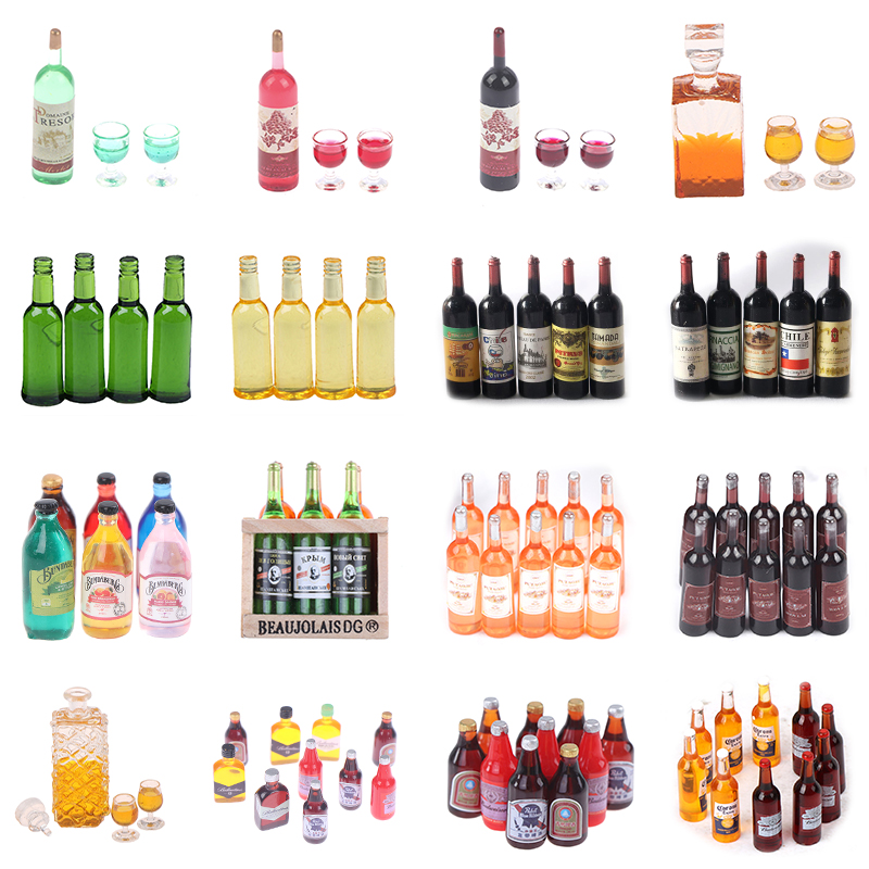 Taste Wine Beer Kitchen - 1 Set 1/12 زجاجات نبيذ مصغرة